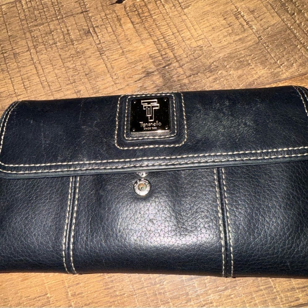 Tignanello Black Leather Clutch